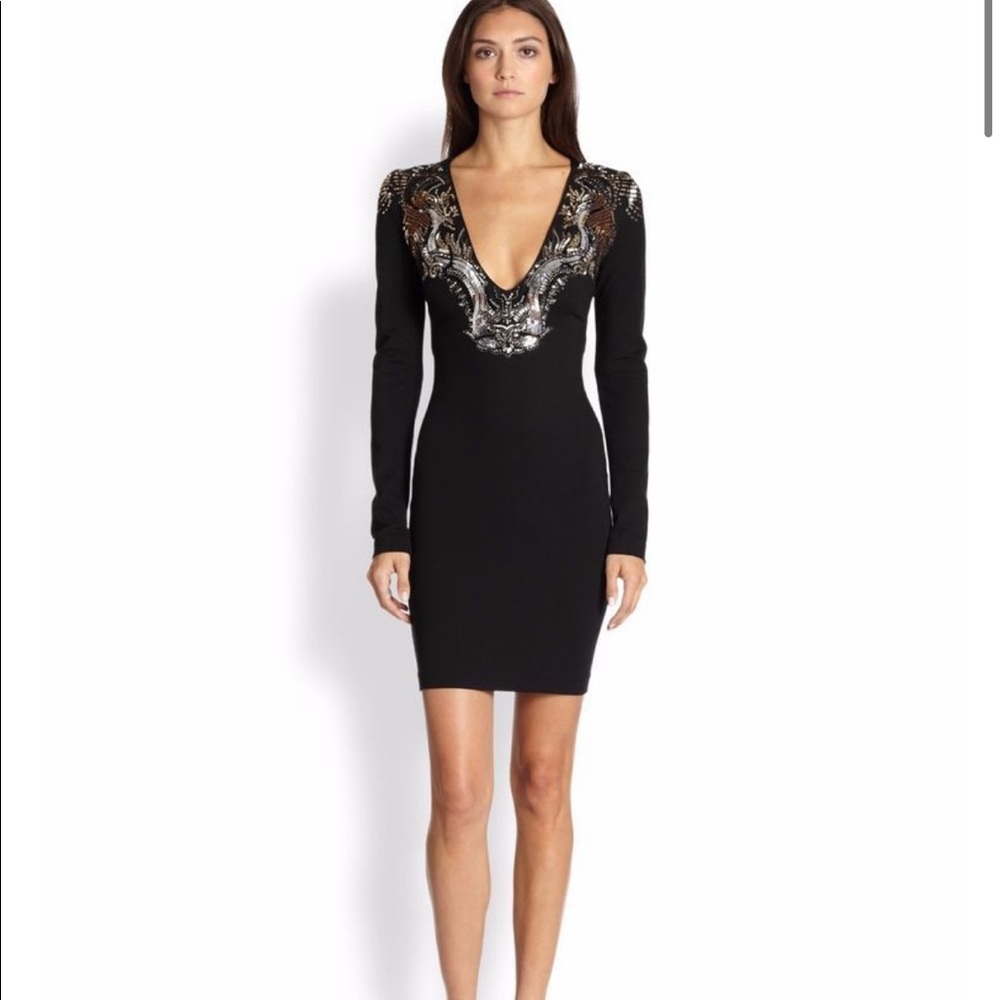 Roberto Cavalli Strech Embellished Plunge Neck